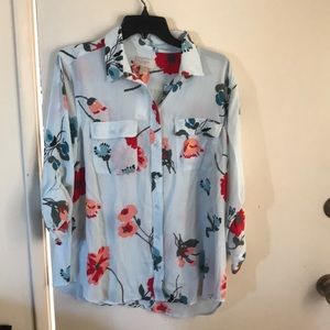 Ann Taylor LOFT blouse light blue button down